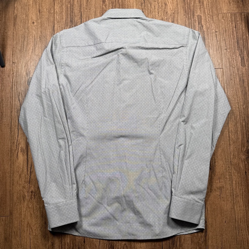 Eton Dress Shirt Mens 16 41 Gray Contemporary Fit Geometric Micro Print Poplin - Picture 8 of 9